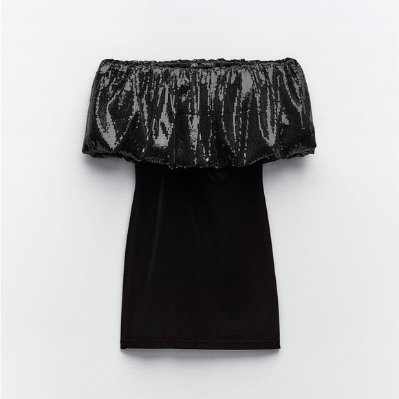 Velvet Sequin Off the Shoulder Mini Dress - Picture 5 of 6